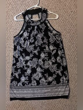 Black Floral Halter Neck Women's Top